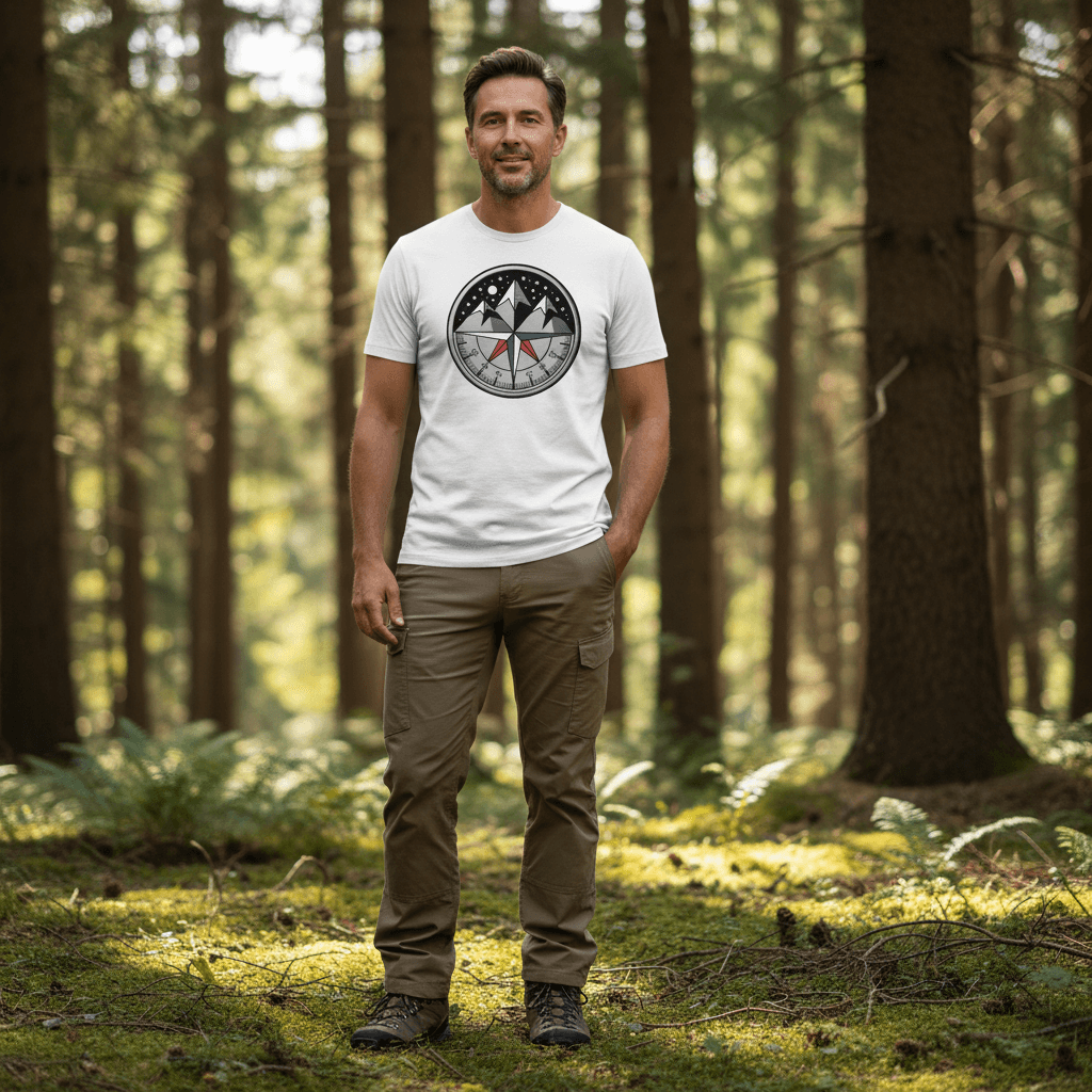 Man in Arvenzo shirt in het bos