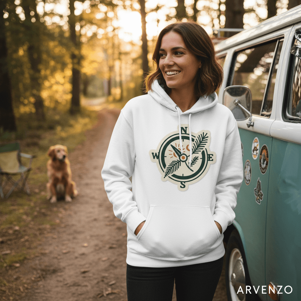 Vrouw in Arvenzo hoodie